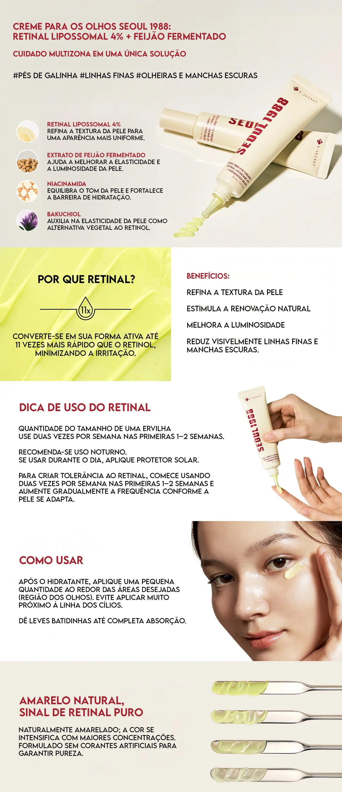 K-Secret Seoul 1988 Creme para Olhos: Retinal Liposome 4% + Fermented Bean 30ml