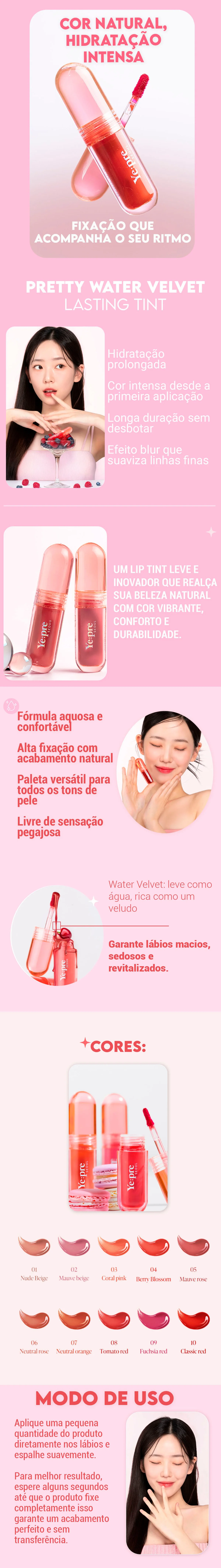 Yepre Pretty Water Velvet Lasting Tint Nude Beige - N. 01